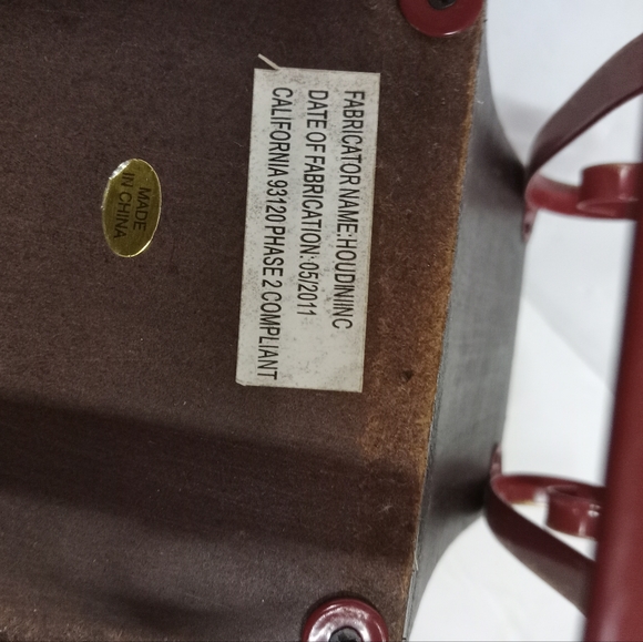 Santa Christmas Sleigh Wooden Metal & Burgundy Leather Large - Picture 7 of 9